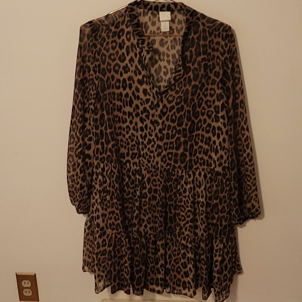 H&M sheer leopard print dress